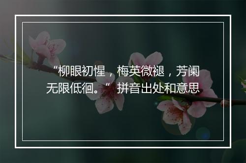 “柳眼初惺，梅英微褪，芳阑无限低徊。”拼音出处和意思