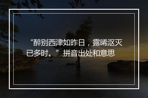 “醉别西津如昨日，露晞沤灭已多时。”拼音出处和意思