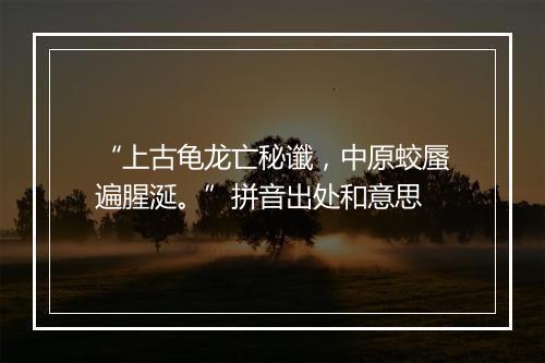 “上古龟龙亡秘谶，中原蛟蜃遍腥涎。”拼音出处和意思