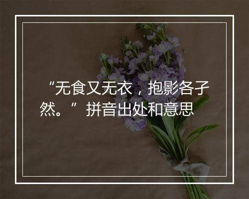 “无食又无衣，抱影各孑然。”拼音出处和意思