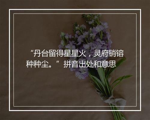 “丹台留得星星火，灵府销镕种种尘。”拼音出处和意思