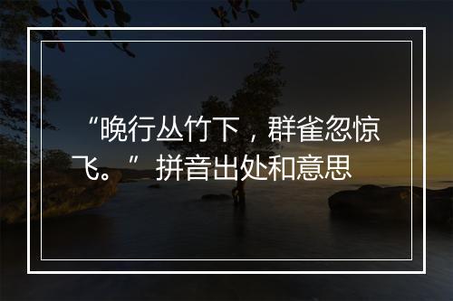 “晚行丛竹下，群雀忽惊飞。”拼音出处和意思