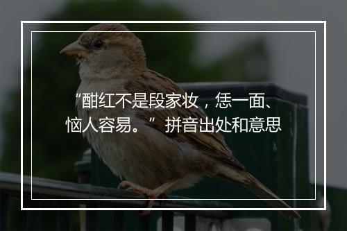 “酣红不是段家妆，恁一面、恼人容易。”拼音出处和意思