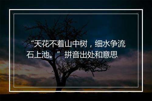 “天花不着山中树，细水争流石上池。”拼音出处和意思