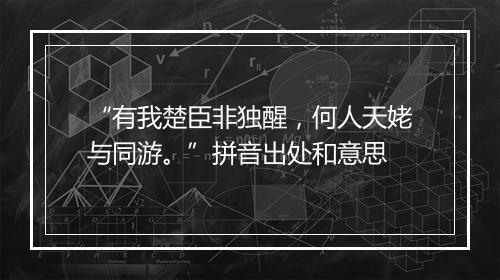 “有我楚臣非独醒，何人天姥与同游。”拼音出处和意思