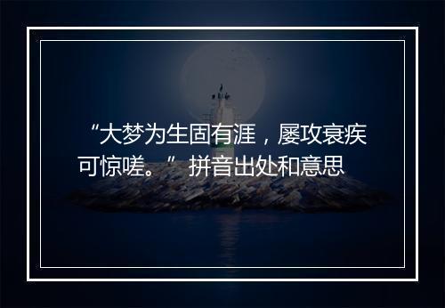 “大梦为生固有涯，屡攻衰疾可惊嗟。”拼音出处和意思