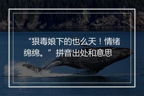 “狠毒娘下的也么天！情绪绵绵。”拼音出处和意思