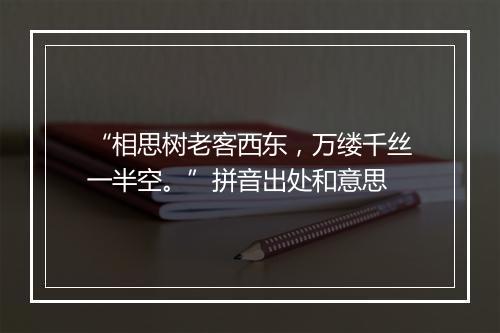 “相思树老客西东，万缕千丝一半空。”拼音出处和意思