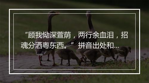 “顾我恸深萱荫，两行余血泪，招魂分洒粤东西。”拼音出处和意思