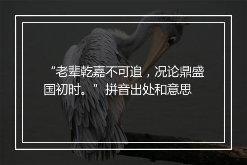 “老辈乾嘉不可追，况论鼎盛国初时。”拼音出处和意思