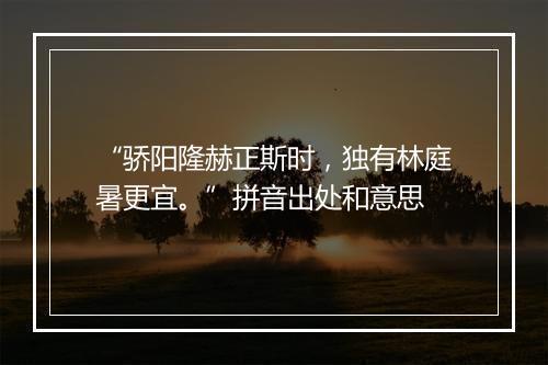 “骄阳隆赫正斯时，独有林庭暑更宜。”拼音出处和意思