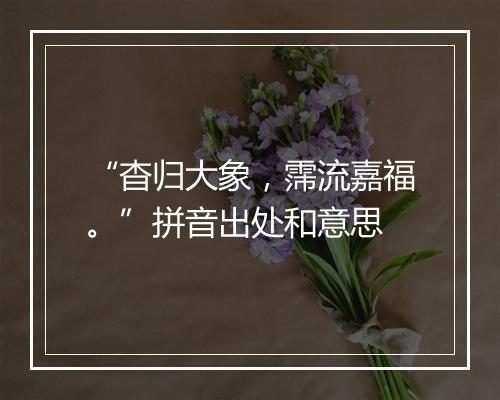 “杳归大象，霈流嘉福。”拼音出处和意思