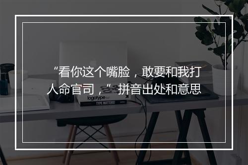 “看你这个嘴脸，敢要和我打人命官司，”拼音出处和意思