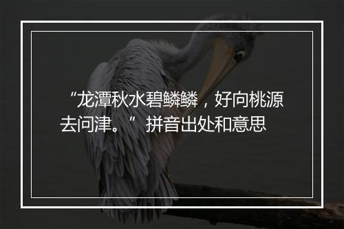 “龙潭秋水碧鳞鳞，好向桃源去问津。”拼音出处和意思