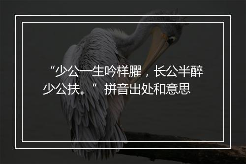 “少公一生吟样臞，长公半醉少公扶。”拼音出处和意思