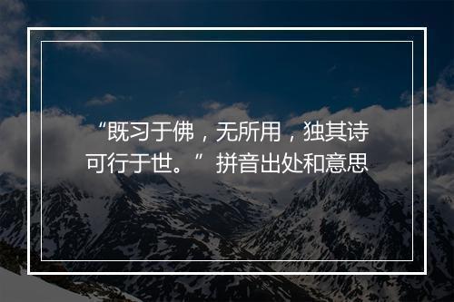 “既习于佛，无所用，独其诗可行于世。”拼音出处和意思