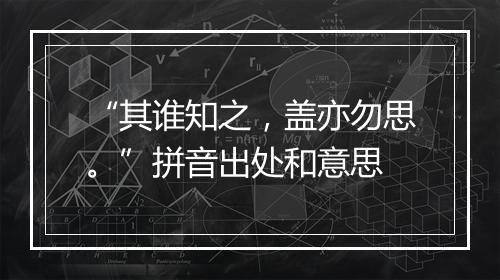 “其谁知之，盖亦勿思。”拼音出处和意思