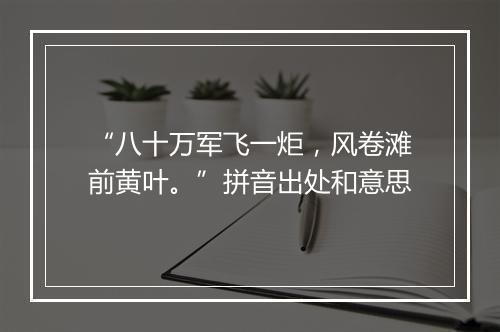 “八十万军飞一炬，风卷滩前黄叶。”拼音出处和意思