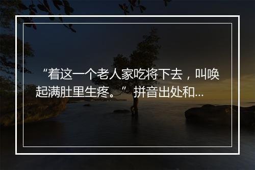 “着这一个老人家吃将下去，叫唤起满肚里生疼。”拼音出处和意思