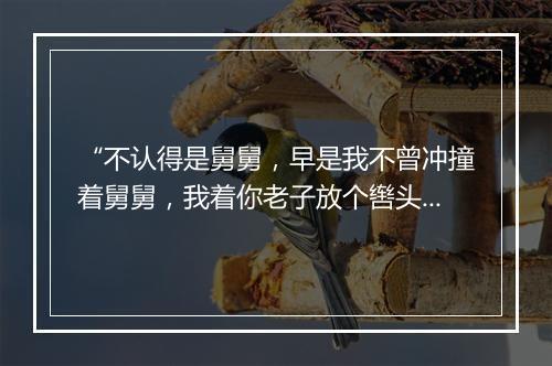 “不认得是舅舅，早是我不曾冲撞着舅舅，我着你老子放个辔头。”拼音出处和意思