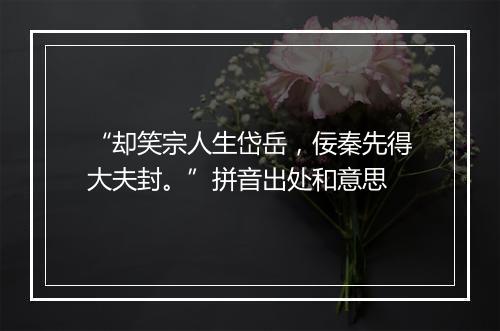 “却笑宗人生岱岳，佞秦先得大夫封。”拼音出处和意思