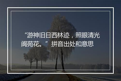 “游神旧日西林迹，照眼清光阆苑花。”拼音出处和意思