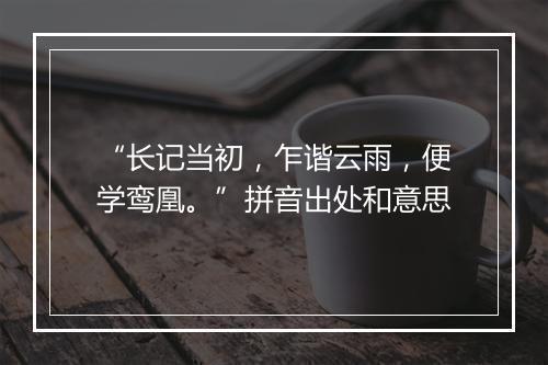 “长记当初，乍谐云雨，便学鸾凰。”拼音出处和意思