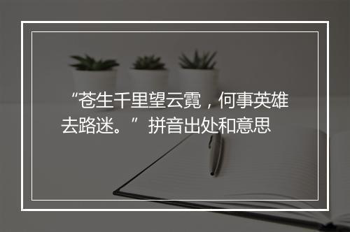 “苍生千里望云霓，何事英雄去路迷。”拼音出处和意思