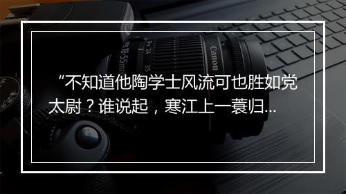 “不知道他陶学士风流可也胜如党太尉？谁说起，寒江上一蓑归，”拼音出处和意思