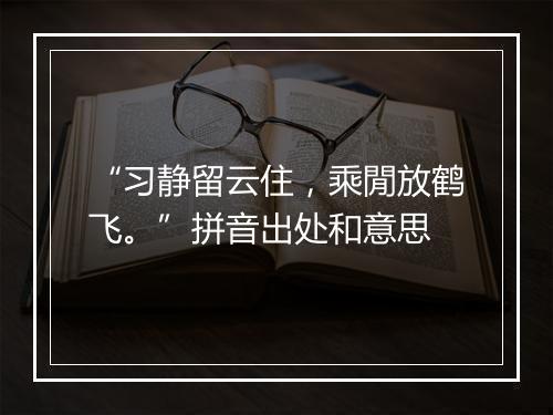 “习静留云住，乘閒放鹤飞。”拼音出处和意思