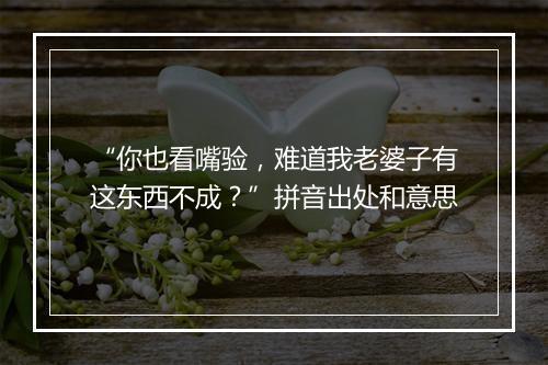 “你也看嘴验，难道我老婆子有这东西不成？”拼音出处和意思