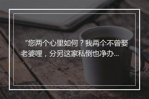 “您两个心里如何？我两个不曾娶老婆哩，分另这家私倒也净办。”拼音出处和意思