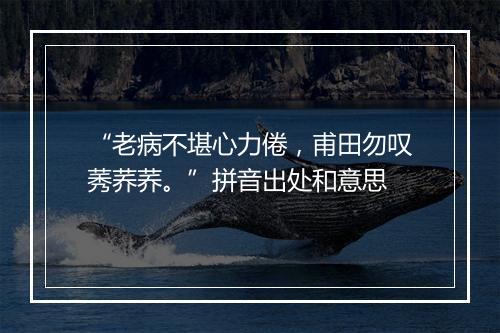 “老病不堪心力倦，甫田勿叹莠荞荞。”拼音出处和意思