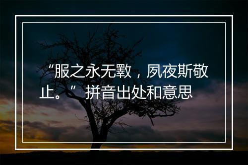 “服之永无斁，夙夜斯敬止。”拼音出处和意思