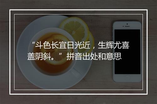 “斗色长宜日光近，生辉尤喜盖阴斜。”拼音出处和意思