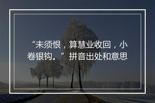 “未须恨，算慧业收回，小卷银钩。”拼音出处和意思