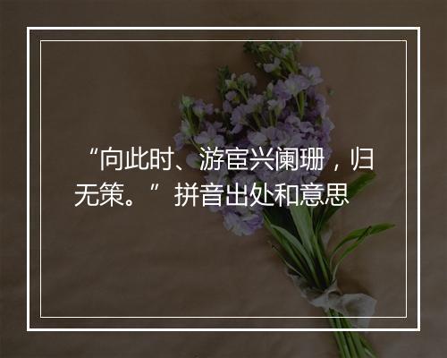 “向此时、游宦兴阑珊，归无策。”拼音出处和意思