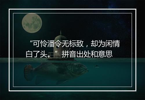 “可怜潘令无标致，却为闲情白了头。”拼音出处和意思