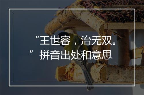 “王世容，治无双。”拼音出处和意思