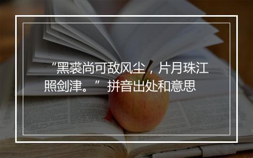 “黑裘尚可敌风尘，片月珠江照剑津。”拼音出处和意思