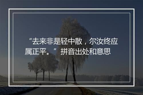 “去来非是轻中散，尔汝终应属正平。”拼音出处和意思