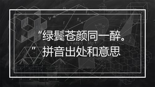 “绿鬓苍颜同一醉。”拼音出处和意思