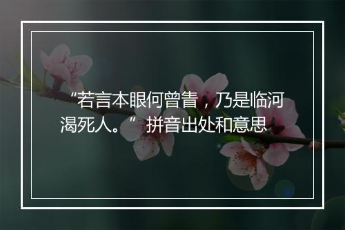 “若言本眼何曾眚，乃是临河渴死人。”拼音出处和意思