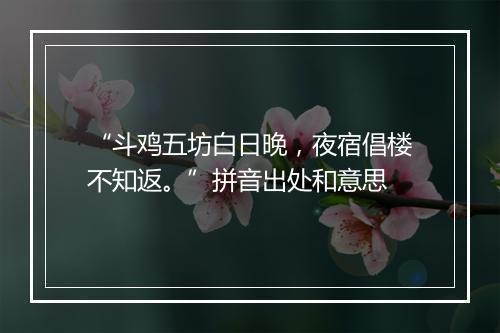 “斗鸡五坊白日晚，夜宿倡楼不知返。”拼音出处和意思