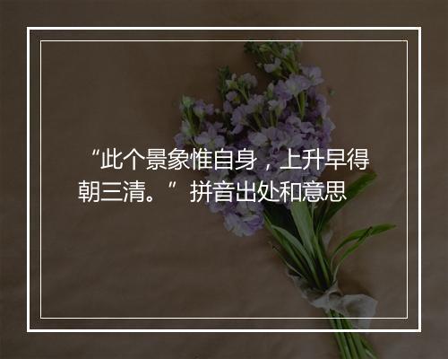 “此个景象惟自身，上升早得朝三清。”拼音出处和意思