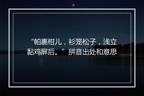 “帕裹柑儿，衫笼松子，浅立黏鸡屏后。”拼音出处和意思