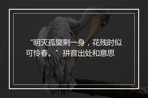 “明灭孤檠剩一身，花残时似可怜春。”拼音出处和意思