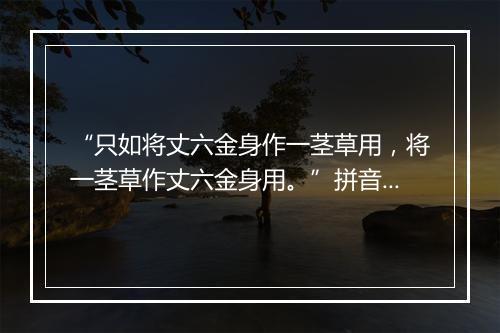 “只如将丈六金身作一茎草用，将一茎草作丈六金身用。”拼音出处和意思