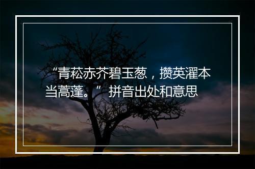 “青菘赤芥碧玉葱，攒英濯本当蒿蓬。”拼音出处和意思