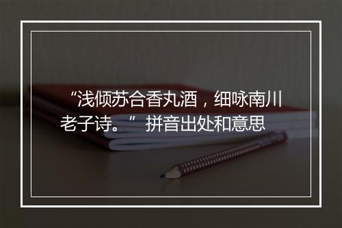 “浅倾苏合香丸酒，细咏南川老子诗。”拼音出处和意思